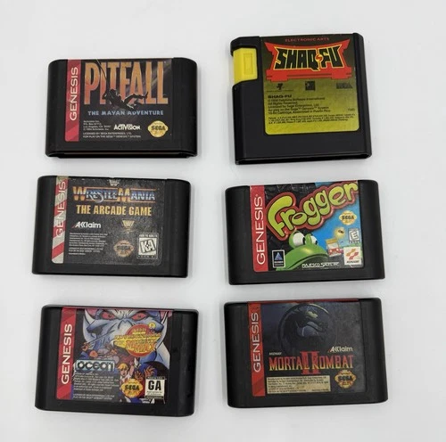Sega Genesis Game Cartridge Lot of 6 games, Frogger, Mortal Combat...Tested