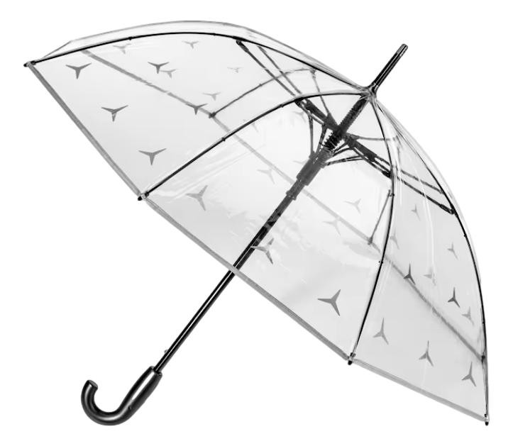 Grand parapluie transparent à étoiles Mercedes 86cm avec mât en fibre de verre