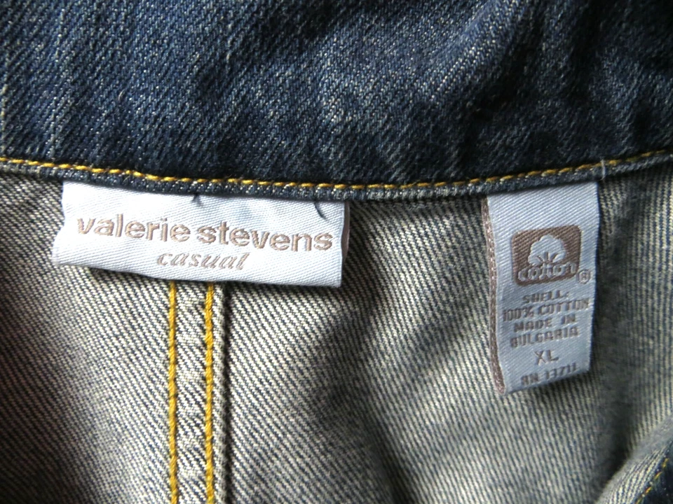 CJ0874- VALERIE STEVENS Mujer Algodón Denim Jean Chaqueta Manga Larga Azul XL Foto 4 de 4