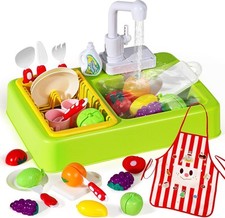 Play Sink with Running Water, Toddler Toy Water Kitchen...