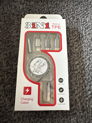 3-in-1 Retractable Charging Cable Apple Type C Micro Light***g USB 3.0 Data Sync