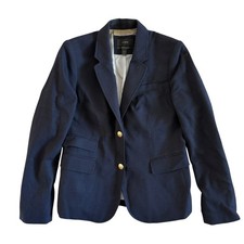 J.Crew Schoolboy Navy Blue Wool Blazer sz 6 Gold Crest Button Jacket