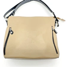 OGGI Italian Leather Bag Purse Tan And Black Mint Condition