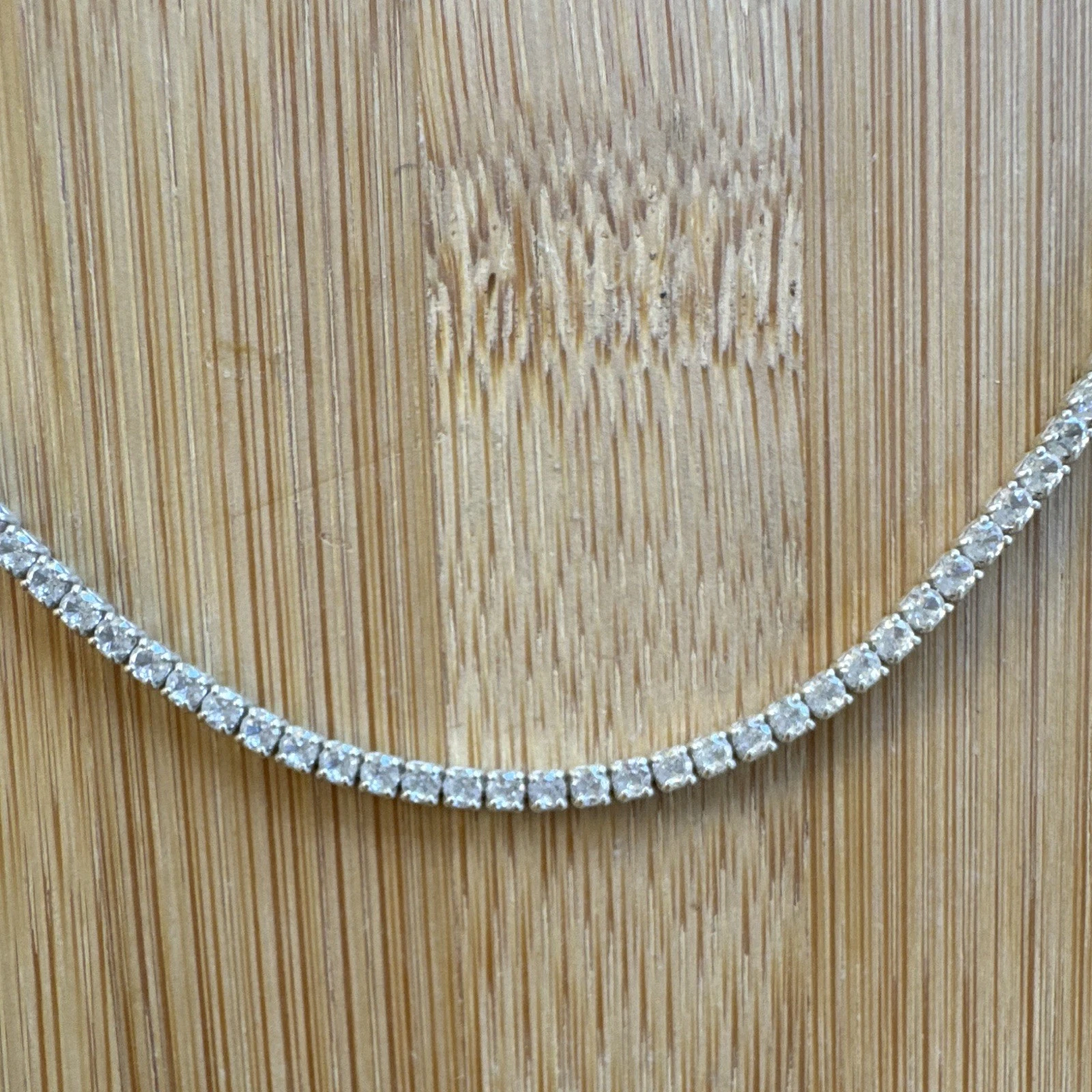 925 Sterling Silver Cubic Zirconia Tennis Necklace Box Chain Spring Ring - product detail image 2