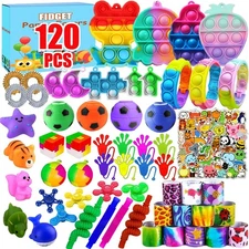 120 Pcs Fidget Toys Party Favors Kids Sensory Stress Relief Treasure Box Prizes
