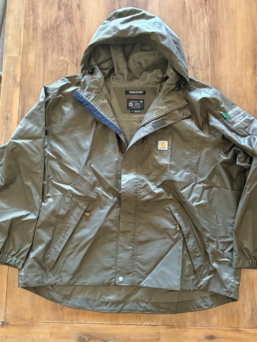 Carhartt Jacket Mens 2XL Green Dry Harbor Storm Defender Hooded Waterproof