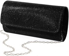 lovyoCoCo Evening Bag Clutch Purses for Women 7.9"W x 3.9"H x 2"D, Black