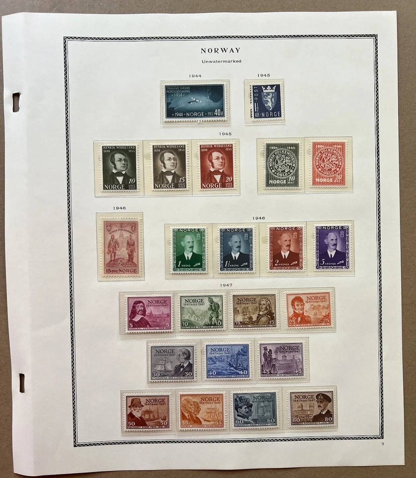 Noruega 1941-47 MNH Colección de Sellos Segunda Guerra Mundial Completa en 2 Páginas de Álbum Foto 2 de 2