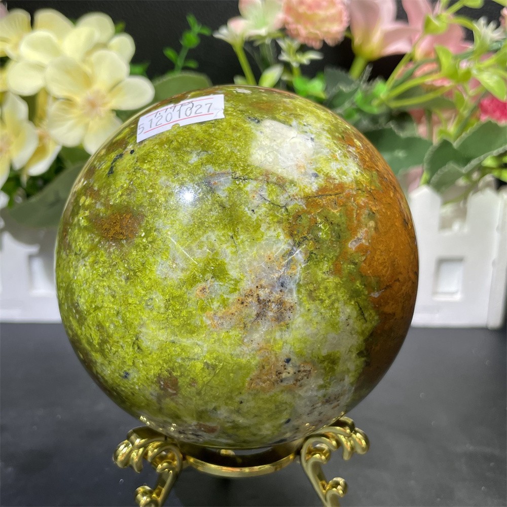 2.6LB 7.4" Natural Green Opal Ball Decor Quartz Crystal Energy Sphere Reiki