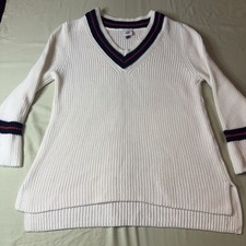 CABI 5639 Ace Pullover White Vneck Nautical Small