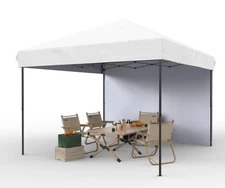 10x10 Pop Up Canopy with One Sidewalls - Easy Up Camping Tent with One Button...