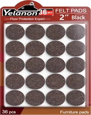 Yelanon Felt Furniture Pads for Hardwood Floors -36 36 pcs Round Brown, Brown 