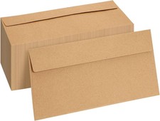 100 Pack Bulk 10 Brown Envelopes with Gummed - 4-1/8 x 9-1/2 In,