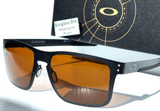NEW Oakley HOLBROOK METAL Matte Black POLARIZED Galaxy Brown Lens Sunglass 4123