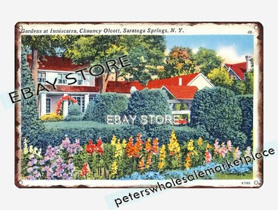 1930-45 Gardens Inniscarra, Chauncy Olcott, Saratoga Springs, New York tin sign