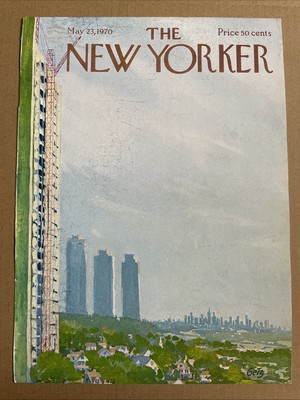 Vtg New Yorker Magazine Cover Only May 23 1970 Arthur Getz NYC Skyline Suburbs