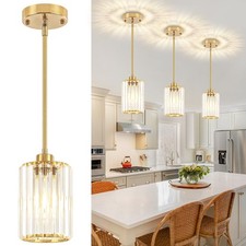 ZSMIHDOH 3 Pack Pendant Lights Kitchen Island Brushed Gold, Modern Crystal