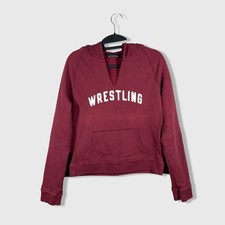 Vintage Y2K Abercrombie Fitch V Neck Hoodie Womens L Burgundy Wrestling Retro
