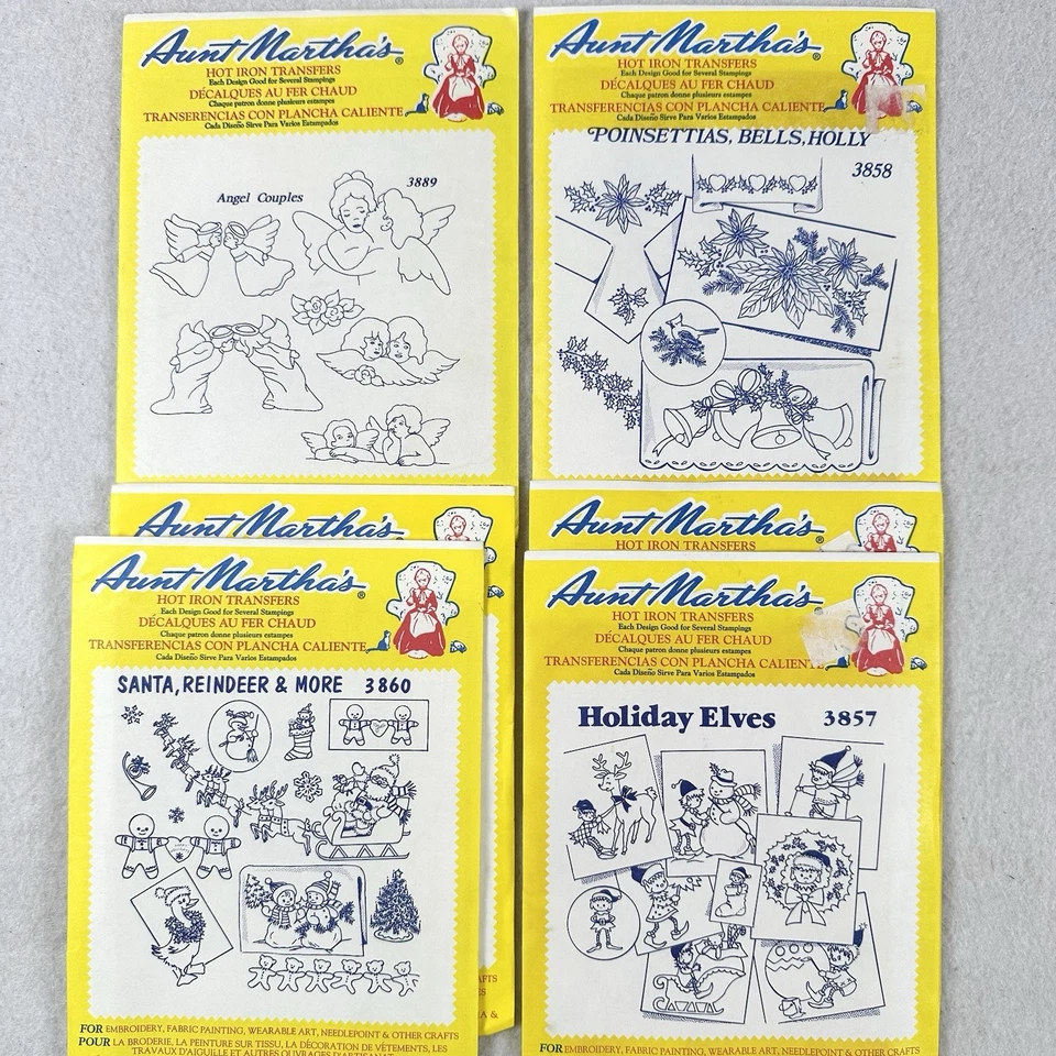 Aunt Martha's Hot Iron Transfers Lot Of 9 Christmas Embroidery Patterns Crafts - Image 2 of 4