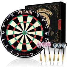 Dart Board,Sisal Dart Board Set for Adults,Bristle Steel Tip Dartboard,Profes...
