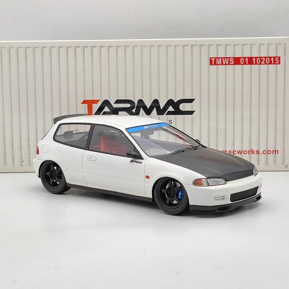 Tarmac Works 1:18 Honda Civic EG6 Spoon White Resin Model Car Collection Gifts