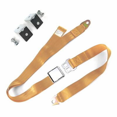 2 Pt. Peach Airplane Buckle Lap Seat Belts w/ Anchor Plate