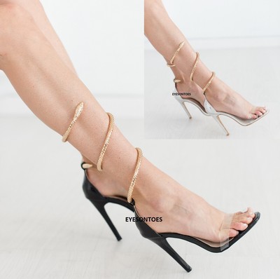 snake strap heels