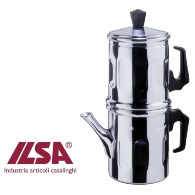 Ilsa Napoletana Kaffeemaschine Aus Aluminium – Für 6 Tassen | Traditioneller Napolitanischer Espresso | Silber | Herdgeeignet
