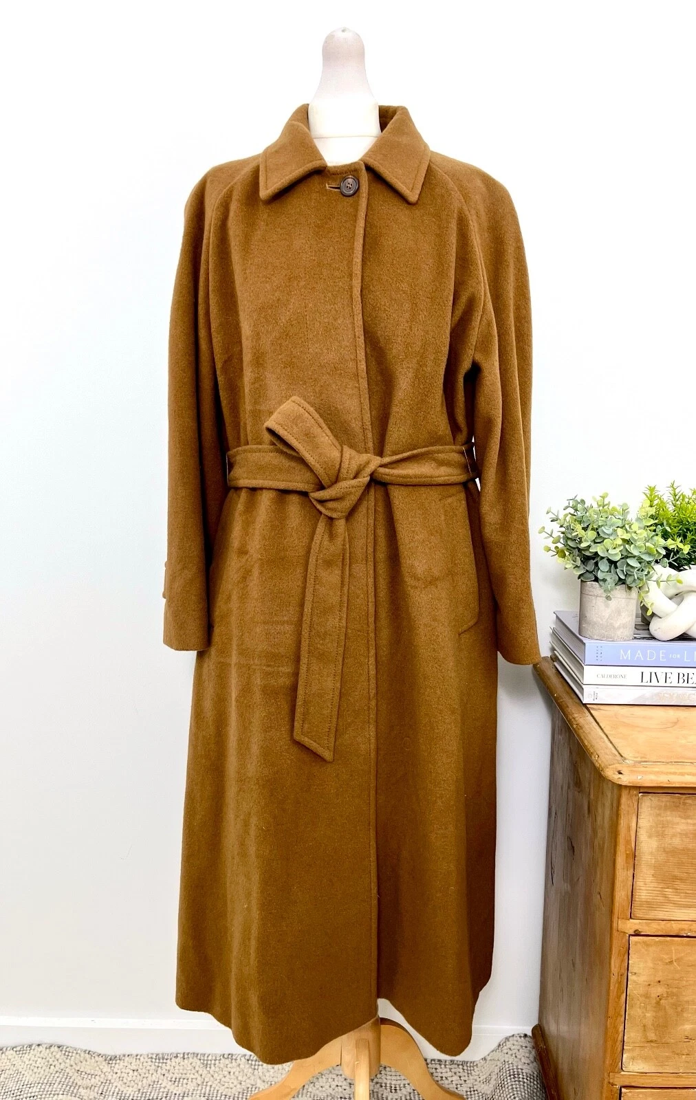 HERMÈS Cappotto AQUASCUTUM 100% capelli cammello taglia UK 14 USA 40 USA 10 XL Trench Net A Porter