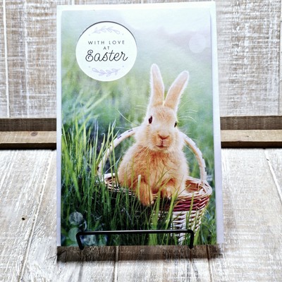 American Greetings Easter Card 6x8 With Love Green Brown Bunny Floral Daisy
