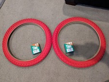 TWO 2 DURO RED BMX BICYCLE TIRES 20X2.125 57-406 TUBES,COMP 3 STYLE
