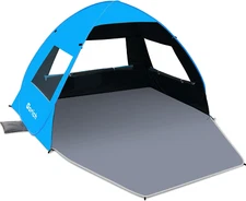 Carpa playa pop-up para 3-4 personas, protección UV 50+, portátil y fácil.