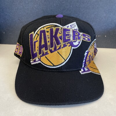 VTG 1990 s Los Angeles Lakers Embroidered  Drew Pearson Snapback RARE Wool Hat