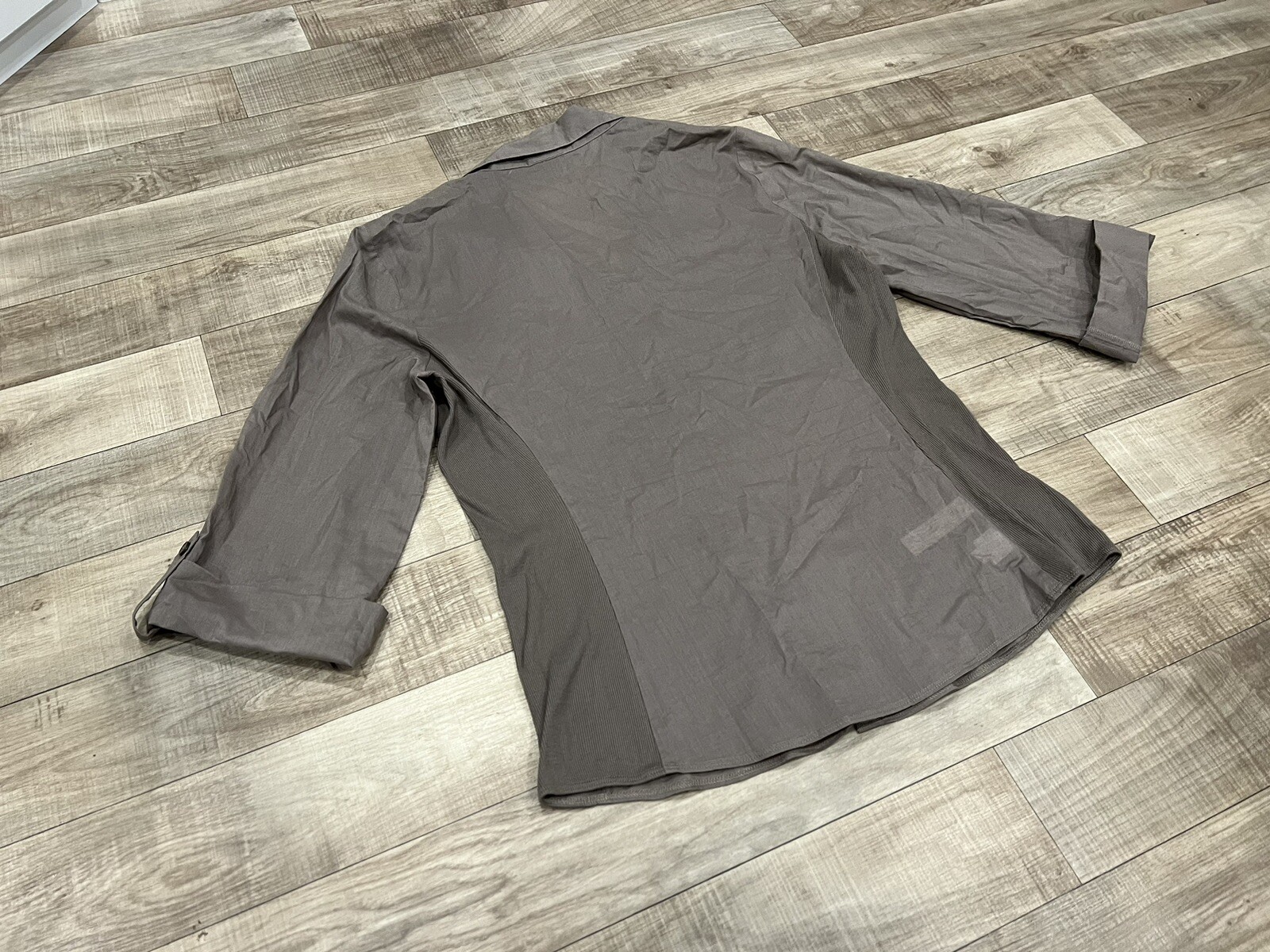 Ann Taylor Light Brown Button Down Cuffed Sleeve … - image 11