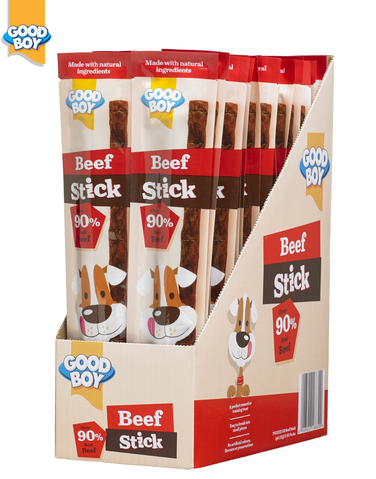 GOODBOY DOG BEEF STICKS CHEWY TASTY MEATY TREAT SNACK BEEF FLAVOUR CASE OF 50