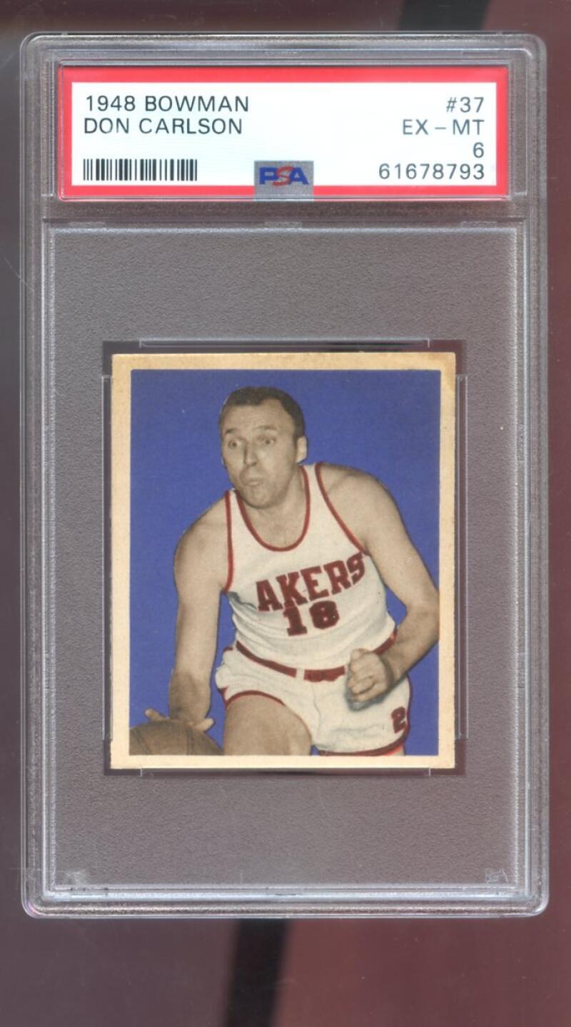 1948 Bowman #37 Don Swede Carlson ROOKIE RC PSA 6 Graded Basketball Card Lakers