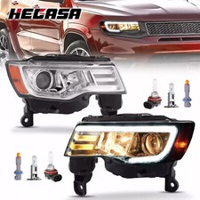 For 2017-2022 Jeep Grand Cherokee Halogen Upgrade LED Tube Projector Headlights