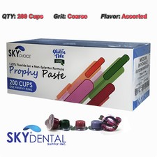 200 Prophy Paste Cups Coarse Assorted Splatter-Free Containing 1.23 Fluoride