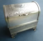 ANTIQUE AESTHETIC MERIDEN B SILVERPLATE MECHANICAL JEWELRY CASKET BOX 1878 VTG