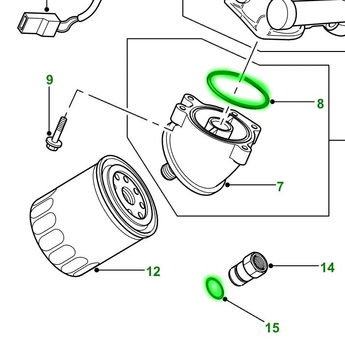 Adaptador de carcaça de filtro de óleo do motor Land Rover Discovery 2 II Oring O Ring X2 - Imagem 2 de 2