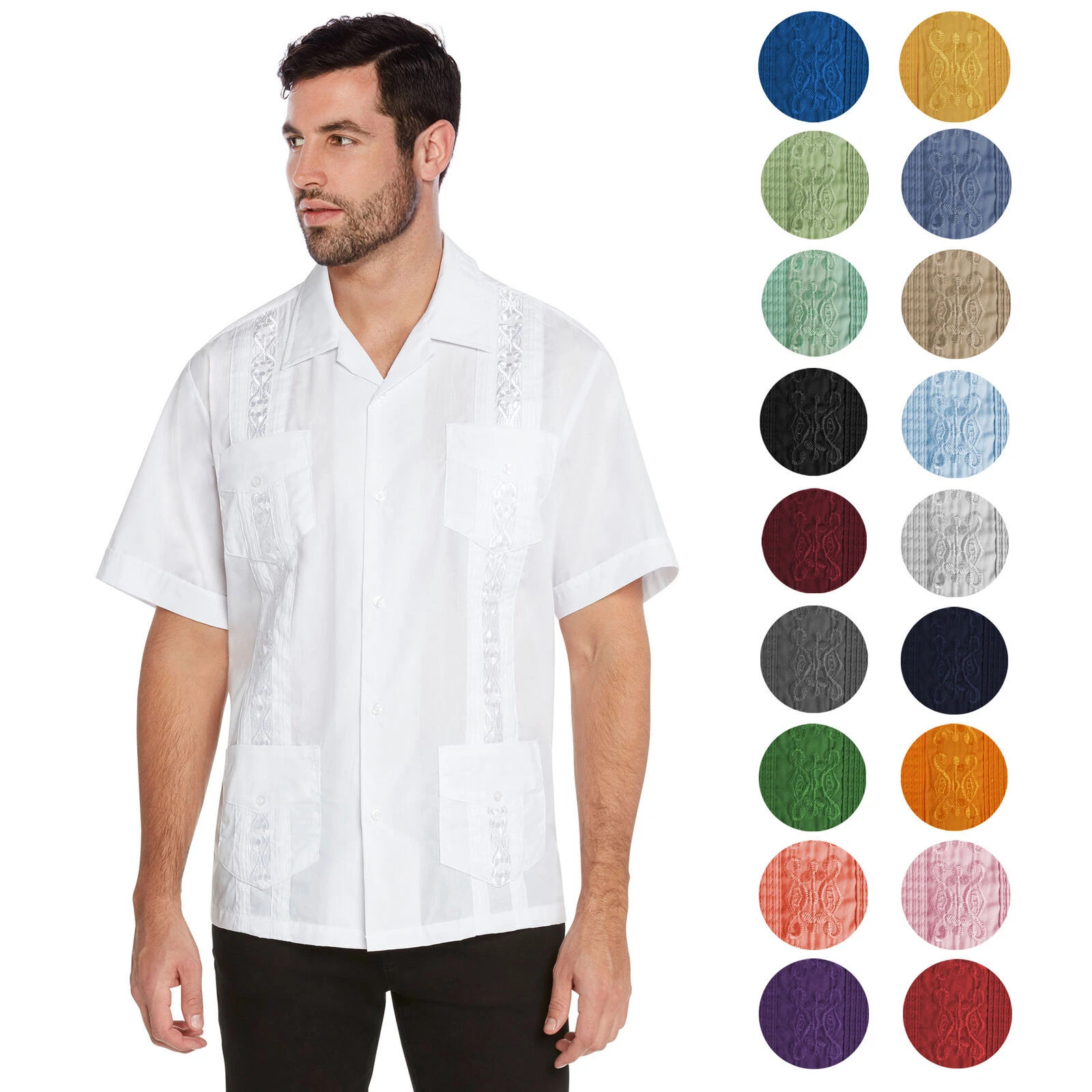 vkwear Men's Guayabera Cuban Beach Wedding Casual Short Sleeve Dress Shirt
Opens in a new window or