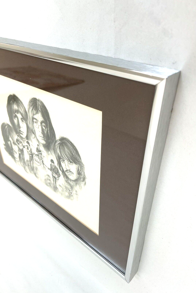 Vintage Beatles 1976 Glen Bamse Pencil Charcoal Drawing Print