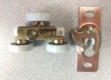 100-1 3 Wheel Pocket Hanging Door Roller Plastic Wheels w/ 100 Steel Bracket
