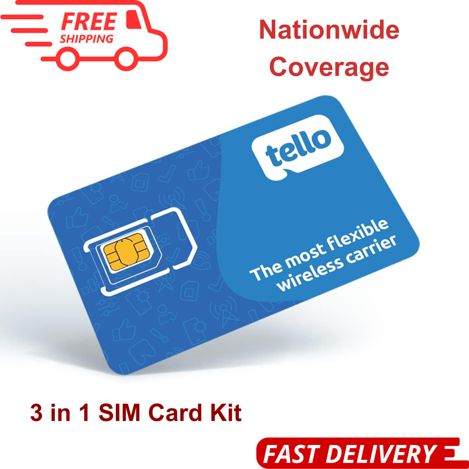 Tello Mobile - 3 in 1 Bring Your Own Phone Kit Nation-Wide 4