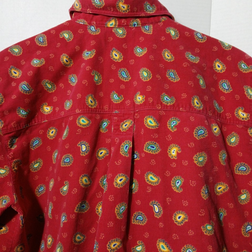 Harbour Gate Womens large Red Paisley Print Corduroy Shirt Vtg .Western