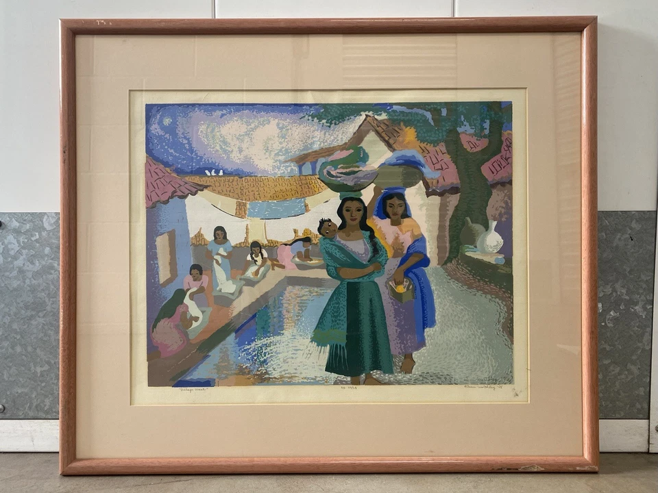 🔥 Litografía de paisaje urbano WPA moderna mexicana antigua de mediados de siglo de colección, WORTHLEY '55 Foto 2 de 4