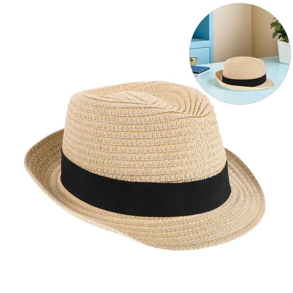 Chapeau De Paille Pour Tout-petit Soleil Bébé Garçon Plage Des Filles - Photo 1/4