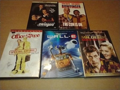 Lot Of 5 Comedy Dvds, Wall E, Mr Deeds, Bowfinger, Office Space, Swingers