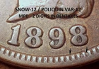 1898 Indian Head Cent - VERY FINE, SNOW-12  MISPLACED 98 IN DENTICLES  (M752)