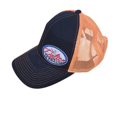 Rock Point Dalton Trucking & Crane Trucker Hat Navy Orange Snapback Mesh Cap
